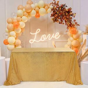 Fitable Gold Sequin Tablecloth for Parties 60×84 Inch – Sparkle Glitter Table Cloth Laser Rectangle Table Cover Overlay for Wedding Baby Shower Ceremony Birthday Cake Table Holiday Banquet Decoration