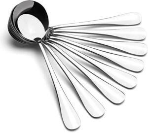 Soup Spoons, AmoVee Wholesale Stainless Steel Alpha Round Spoons, Set of 8