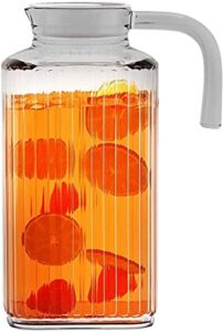 Fridge Pitcher – 62.5 oz. Glass Water Fridge Pitcher with Lid By Home Essentials & Beyond Practical and Easy to use Fridge Pitcher Great for Lemonade, Iced Tea, Milk, Cocktails and more Beverages.