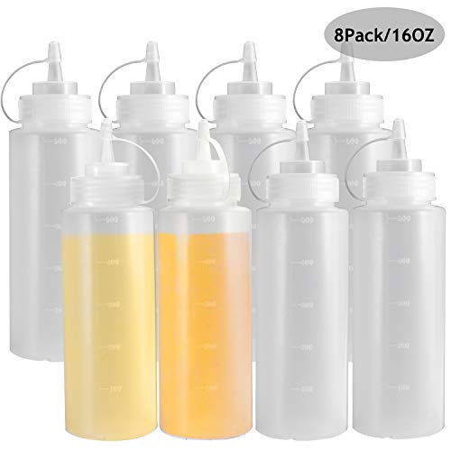 8 Pack Condiment Squeeze Bottles – OAMCEG 16 OZ Durable Plastic Squeeze Squirt Bottle with Discrete Measurements, for Ketchup, BBQ, Sauces, Syrup, Condiments, Dressings, Arts and Crafts – BPA Free | The Storepaperoomates Retail Market - Fast Affordable Shopping