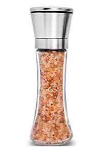 HOME EC Premium Stainless Steel Salt or Pepper Grinder 1pk – Adjustable Ceramic Sea Salt Grinder or Pepper Grinder – Tall Glass Salt or Pepper Shakers Pepper Mill or Salt Mill w/EBook