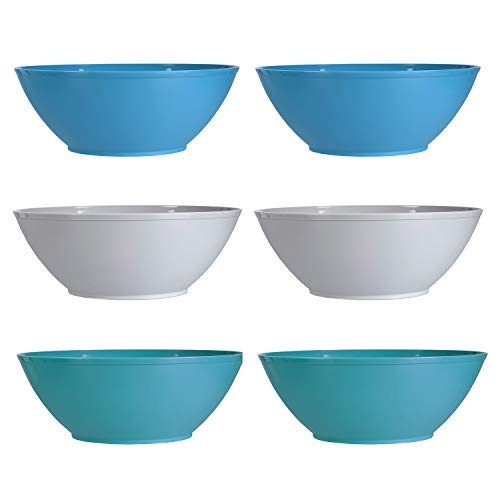 US Acrylic Fresco 10-inch Plastic Mixing and Serving Bowls | set of 6 in 3 Coastal Colors | The Storepaperoomates Retail Market - Fast Affordable Shopping