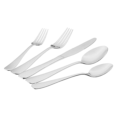 Amazon Basics 20-Piece Stainless Steel Flatware Set with Round Edge, Service for 4 | The Storepaperoomates Retail Market - Fast Affordable Shopping