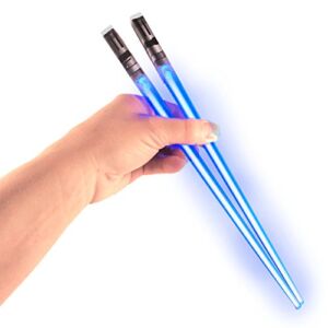 Lightsaber Chopsticks Light Up – LED Glowing Light Saber Star Wars Chop Sticks – Reusable Sushi Lightup Sabers Chopstick Set Of 1 Blue Pair