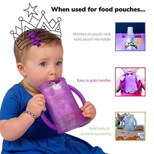Deluxe Squeeze Proof Flipping Holder (2-Pack with lids) for Food Pouches & Juice Boxes – Multipurpose – Prevent Messes & Support Self-Feeding – Easy Grasping Handles – Made in USA | The Storepaperoomates Retail Market - Fast Affordable Shopping