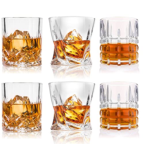 DeeCoo Whiskey Glasses-Premium 10, 11 OZ Scotch Glasses Set of 6 /Old Fashioned Whiskey Glasses/Style Glassware for Bourbon/Rum glasses/Bar Tumbler Whiskey Glasses(Mixed) | The Storepaperoomates Retail Market - Fast Affordable Shopping