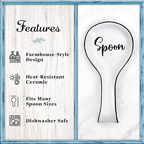 Home Acre Designs Spoon Rest For Kitchen Counter & Stove Top – White Ceramic Spoon Holder for Cooking & Counter Protection – Essential Kitchen Gadgets – White Farmhouse | The Storepaperoomates Retail Market - Fast Affordable Shopping