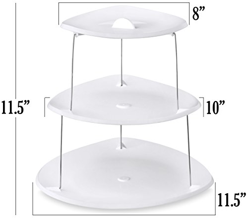 Collapsible Party Tray, 3 Tier – The Decorative Plastic Appetizer Trays Twist Down and Fold Inside for Minimal Storage Space. An Elegant Tray for Serving Sandwiches, Cake, Sliced Cheese and Deli Meat. | The Storepaperoomates Retail Market - Fast Affordable Shopping