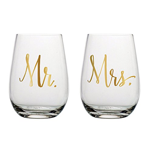 Slant Set of 2 Stemless Wine Glass 20 oz. 3.5 x 5″H Mr. & Mrs. | The Storepaperoomates Retail Market - Fast Affordable Shopping