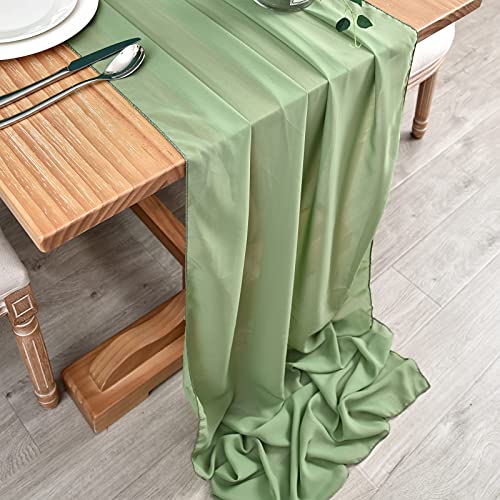 DOLOPL 10ft Sage Green Chiffon Table Runner Wedding Table Runner,29×120 inches Gauze Table Runner,Rustic Sheer Table Decor for Romantic Bridal Shower, Baby Shower, Birthday Party Cake Table | The Storepaperoomates Retail Market - Fast Affordable Shopping