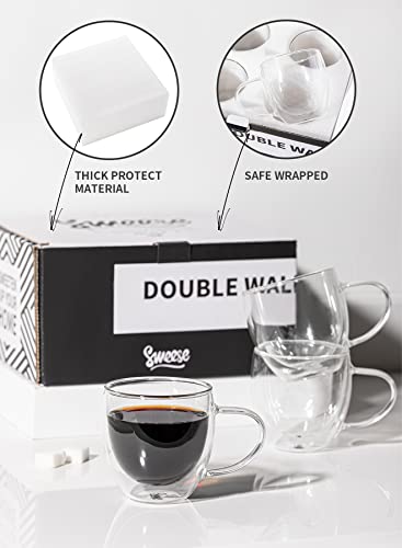 Sweese 415.101 Glass Coffee Cups – 8 oz Double Wall Insulated Glass Coffee Mugs Set with Handle, Perfect for Espresso, Latte, Cappuccino, Set of 4 | The Storepaperoomates Retail Market - Fast Affordable Shopping