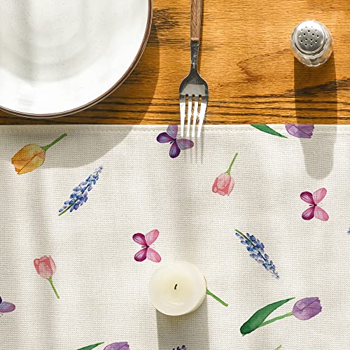 Artoid Mode Lavender Tulip Spring Table Runner, Summer Seasonal Anniversary Holiday Kitchen Dining Table Decoration for Indoor Outdoor Home Party Decor 13 x 72 Inch | The Storepaperoomates Retail Market - Fast Affordable Shopping