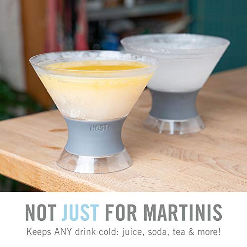 HOST Freeze Insulated Martini Cooling Cups, Plastic Freezer Gel Chiller Double Wall Stemless Cocktail Glass Set of 2, 9 oz, Grey | The Storepaperoomates Retail Market - Fast Affordable Shopping