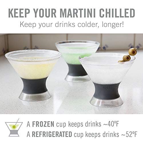 HOST Freeze Insulated Martini Cooling Cups, Plastic Freezer Gel Chiller Double Wall Stemless Cocktail Glass Set of 2, 9 oz, Grey | The Storepaperoomates Retail Market - Fast Affordable Shopping