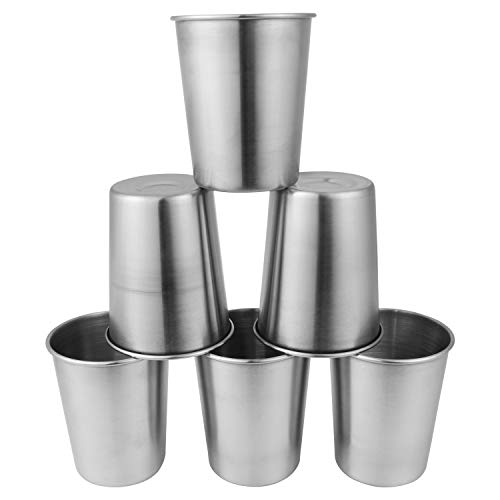 EVERMARKET 6 Pack 8 Ounce 230ml Stainless Steel Cups Shatterproof Pint Drinking Cups Metal Drinking Glasses for Kids and Adults | The Storepaperoomates Retail Market - Fast Affordable Shopping