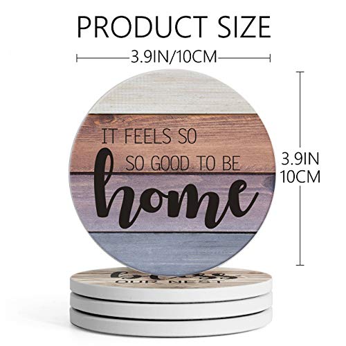 RayPard Absorbent Coasters Stone Coaster Set of 8, Cork Base, with Holder, Wood Look, Farmhouse Country Life Outdoor for Housewarming Apartment Kitchen Room Bar Décor, Rustic Style (Black Holder) | The Storepaperoomates Retail Market - Fast Affordable Shopping