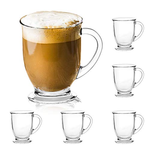 15oz/450ml Glass Coffee Mugs Clear Coffee Cups with Handles perfect for Latte, Cappuccino, Espresso Coffee, Tea and Hot Beverages, Set of 6 | The Storepaperoomates Retail Market - Fast Affordable Shopping