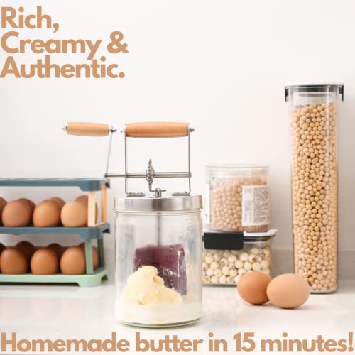 Dazey Butter Churn – Hand Crank Butter Churner- Manual Butter Maker- Beech Wood BUTTER PADDLES INCLUDED. Create Delicious Homemade Butter With Your Own Hand Crank Dazey Butter Churner (Turn N Churn) | The Storepaperoomates Retail Market - Fast Affordable Shopping