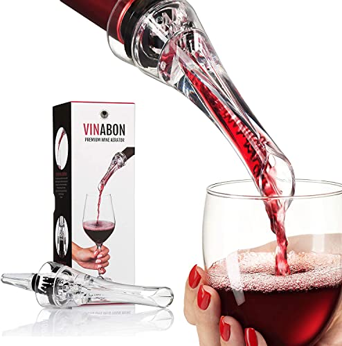 VINABON Wine Aerator Pourer Spout – Professional Quality 2-in-1 Attaches to Any Wine Bottle for Improved Flavor, Enhanced Bouquet, Rich Finish and Bubbles, No-Drip or Spill. Includes WineGuide Ebook | The Storepaperoomates Retail Market - Fast Affordable Shopping