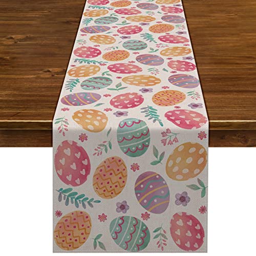 Nepnuser Linen Happy Easter Table Runner Spring Easter Egg Decoration Farmhouse Home Dining Room Kitchen Table Decor (13″ x 72″) | The Storepaperoomates Retail Market - Fast Affordable Shopping