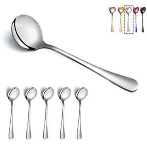 Soup Spoons, Kyraton 6 Pieces Stainless Steel Round Spoons,Dinner Spoon Table Spoon, Spoons Silverware Dishwasher Safe Set of 6