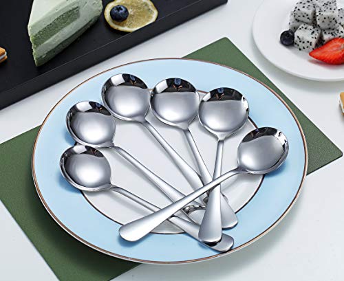 Soup Spoons, Kyraton 6 Pieces Stainless Steel Round Spoons,Dinner Spoon Table Spoon, Spoons Silverware Dishwasher Safe Set of 6 | The Storepaperoomates Retail Market - Fast Affordable Shopping