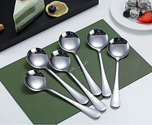 Soup Spoons, Kyraton 6 Pieces Stainless Steel Round Spoons,Dinner Spoon Table Spoon, Spoons Silverware Dishwasher Safe Set of 6 | The Storepaperoomates Retail Market - Fast Affordable Shopping
