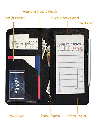 Server Book with Zipper Pocket and Magnetic Closure Server Booklet Waitress Book Serving Book with Money Pocket Waitstaff Organizer Fit Server Apron Waiter Book Wallet High Volume Pocket | The Storepaperoomates Retail Market - Fast Affordable Shopping
