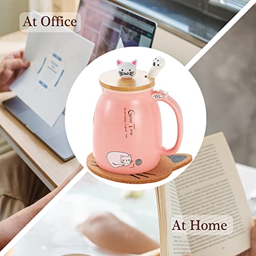BigNoseDeer Cat Mug Cute Ceramic Coffee Cup with Lovely Kitty Lid, Cat Paw Spoon,kawaii coaster,Novelty Morning Cup Tea Milk Christmas Mug 380ML | The Storepaperoomates Retail Market - Fast Affordable Shopping