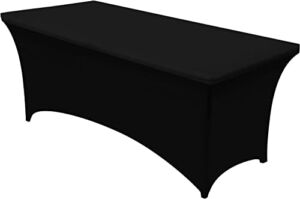 Utopia Kitchen Spandex Tablecloth 1 Pack [4FT, Black] Tight, Fitted, Washable and Wrinkle Resistant Stretch Rectangular Patio Table Cover for Event, Wedding & Parties [48Lx30Wx30H Inch]