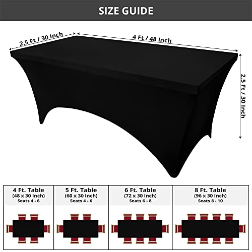 Utopia Kitchen Spandex Tablecloth 1 Pack [4FT, Black] Tight, Fitted, Washable and Wrinkle Resistant Stretch Rectangular Patio Table Cover for Event, Wedding & Parties [48Lx30Wx30H Inch] | The Storepaperoomates Retail Market - Fast Affordable Shopping