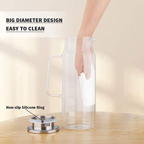 Glass Pitcher with Lid and Handle, 50 oz/1500ml Water Pitcher, Pitcher for Ice Tea and Homemade Juice, Heat Resistant Borosilicate Glass Carafe for Hot/Cold Water. | The Storepaperoomates Retail Market - Fast Affordable Shopping