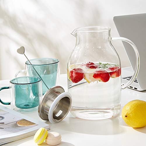 68 Ounces Glass Pitcher with Lid, Heat-resistant Water Jug for Hot/Cold Water, Ice Tea and Juice Beverage | The Storepaperoomates Retail Market - Fast Affordable Shopping