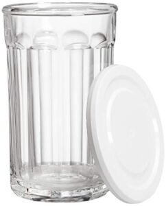 Amazon Basics Westridge 8-Piece (4 Glasses, 4 Lids) Heavy Duty Glass Drinkware and Storage Set with Lids, 21-Ounce