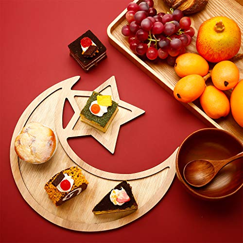 2 Sets Ramadan Wood Tray Moon Wooden Star Tableware Eid Mubarak Party Serving Tableware for Breakfast Dinner Dessert Pastry Display Holder Decoration Ornament | The Storepaperoomates Retail Market - Fast Affordable Shopping