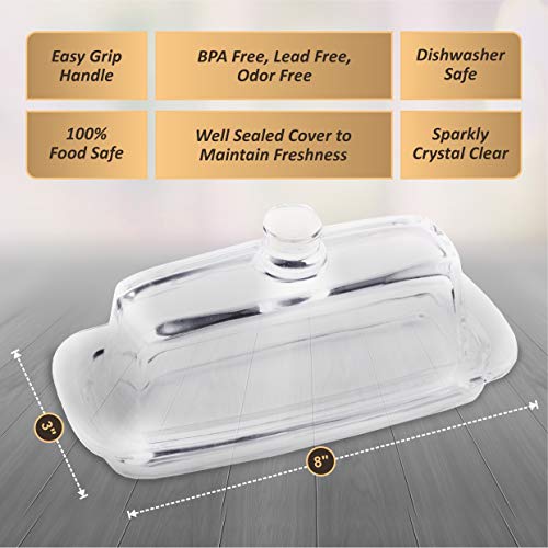 Bezrat Glass Butter Dish | Premium Butter Dish with Lid and Easy Grip Handle | Easy to Use and 100% Food Safe – Dishwasher Safe | Classic Addition | The Storepaperoomates Retail Market - Fast Affordable Shopping