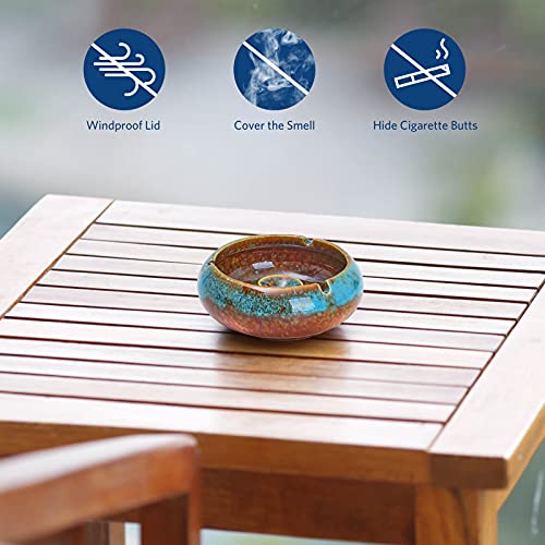 RONXS Ashtray, Outdoor Ash tray for Patio with Lid, Windproof Ashtrays for Cigarettes, Handmade Ceramic Ashtray for Home Office Indoor Decoration | The Storepaperoomates Retail Market - Fast Affordable Shopping
