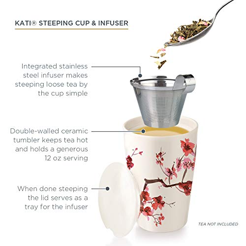 Tea Forte Kati Cup Cherry Blossoms, Ceramic Tea Infuser Cup with Infuser Basket and Lid for Steeping Loose Leaf Tea | The Storepaperoomates Retail Market - Fast Affordable Shopping