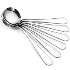 Hiware 12-Piece Soup Spoons, Round Stainless Steel Bouillon Spoons