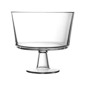 Royalty Art European Trifle Bowl with Pedestal, Round Dessert Display Stand for Laying Cakes, Pastries or Baked Goods, Modern Design with Crystal-Clear Glass, X Quart
