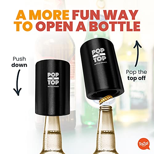 Pop-the-Top Beer Bottle Opener (Stainless): Automatic Bottle Cap Opener, Push Down Pop Off Bar Tool, Soda and Beer Cap Remover, Cool & Fun Gadget | The Storepaperoomates Retail Market - Fast Affordable Shopping