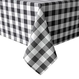 Hiasan 60 x 120 Inch Checkered Tablecloth Rectangle – Stain Resistant, Spillproof and Washable Gingham Table Cloth for Outdoor Picnic, Kitchen and Holiday Dinner, Black and White