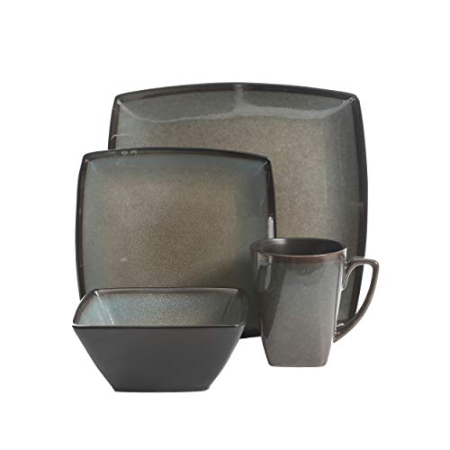 Gibson Elite Tequesta Square Reactive Glaze Stoneware Dinnerware Set, Service for 4 (16pcs), Taupe | The Storepaperoomates Retail Market - Fast Affordable Shopping