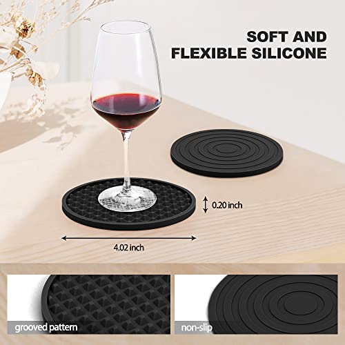 Coasters for Drinks Set of 8, EAGMAK Silicone Drink Coasters with Grooved Pattern, Non-Slip Base, Washable and Heat Resistant Coffee Coasters for Wooden Table, Desk, Kitchen, Office, Bar-Black | The Storepaperoomates Retail Market - Fast Affordable Shopping