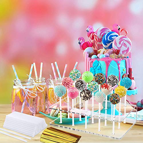 Fox Claw 2 Packs Lollipop Holder Cake Pop Stand Display 100PCS Clear Treats Bags 100PCS Lollipop Sticks and 100PCS Gold Metallic Twist Ties for Candy Cake Pop Making Tools (2) | The Storepaperoomates Retail Market - Fast Affordable Shopping