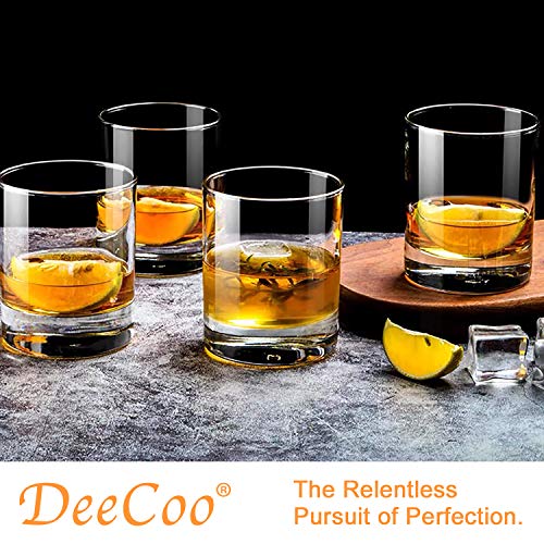 DeeCoo 4 Pack Whiskey Glasses 10 OZ Scotch Glasses Old Fashioned Whiskey Glasses/Style Glassware for Bourbon/Rum glasses/Tumbler Whiskey Glasses, Clear | The Storepaperoomates Retail Market - Fast Affordable Shopping