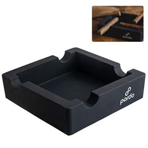 Pardo Cigar Ashtrays for Outdoors – Unbreakable Silicone Ashtray for Large Ring Gauge Cigars with Built-in 4X Cigar Holder – Unbreakable Cigar Ashtrays for Patio – Black
