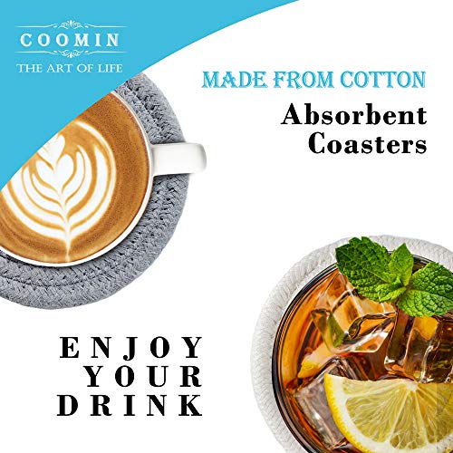 Coomin Drink Coasters, Handmade Braided Coasters for Coffee Table, Super Absorbent Heat-Resistant Coasters for Drinks Great Housewarming Gift (Dark Grey, Light Grey, Beige, 6) | The Storepaperoomates Retail Market - Fast Affordable Shopping