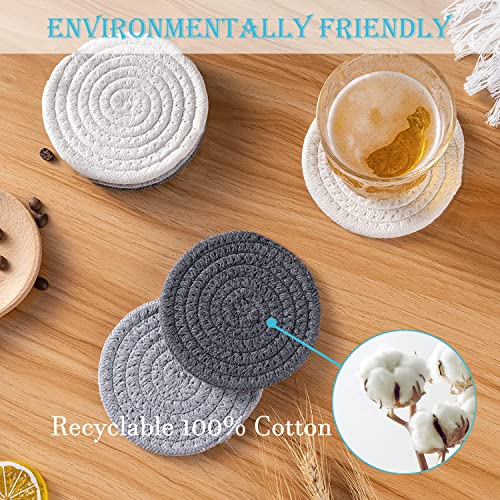 Coomin Drink Coasters, Handmade Braided Coasters for Coffee Table, Super Absorbent Heat-Resistant Coasters for Drinks Great Housewarming Gift (Dark Grey, Light Grey, Beige, 6) | The Storepaperoomates Retail Market - Fast Affordable Shopping
