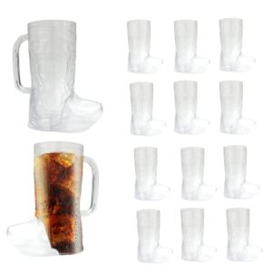 4E’s Novelty Cowboy Boot Shot Glass & Cups (12 Shot Glasses & 2 Big Mug 17oz) Hard Plastic, BPA Free – for Cowboy Themed Party Supplies